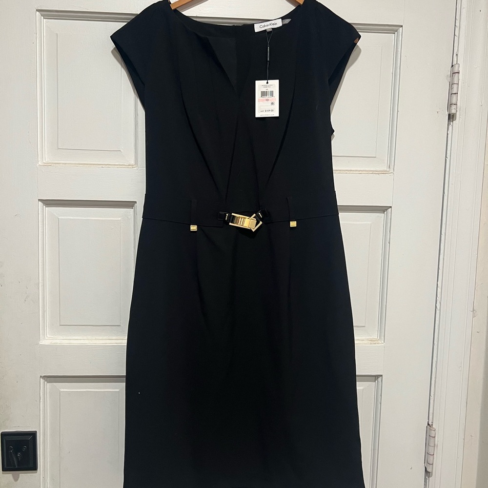 Calvin Klein Black Dress with Gold Buckle